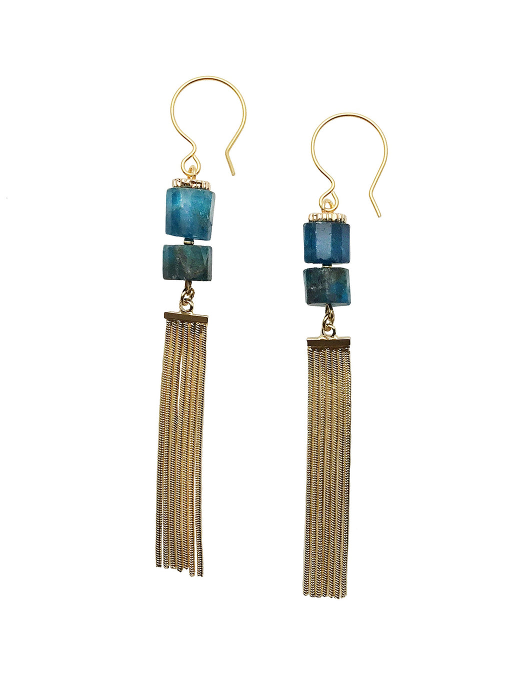 Blauwe Apatiet Tassel Oorbellen CE021