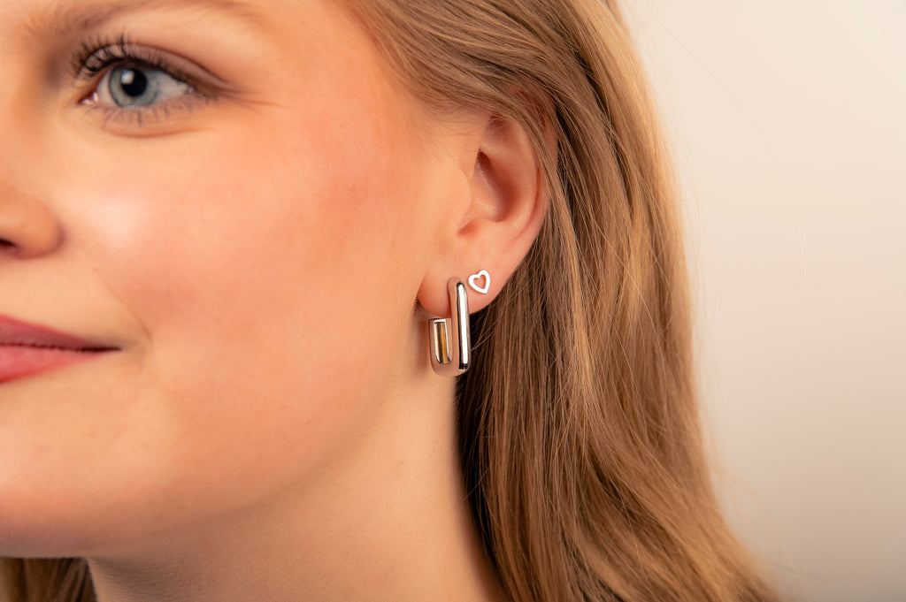 Oorbellen Open Hart  Zilver JE038S