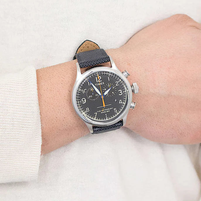 Timex Heren Zwart Stof Horloge, Zilveren Kast | Tw2r38200